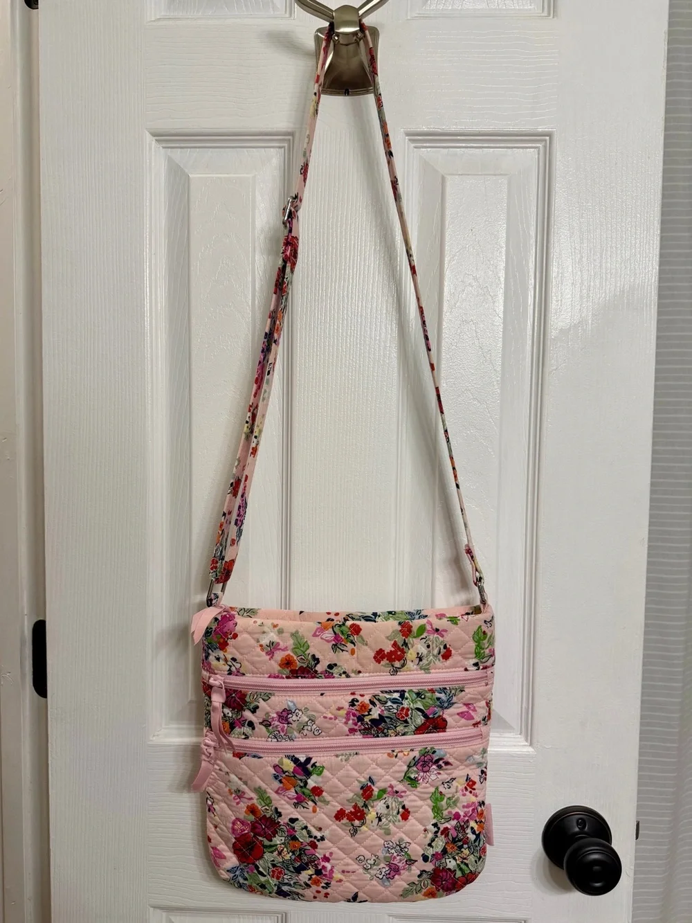 Vera Bradley Pink Floral Quilted Crossbody Bag